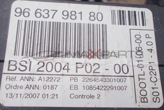 BSI модул за Peugeot 308 CONTROL MODULE 9663798180   BSI 2004 P02-00