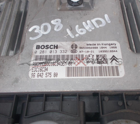 Компютър за Peugeot 308 1.6HDI ENGINE ECU 0281013332 9694257580