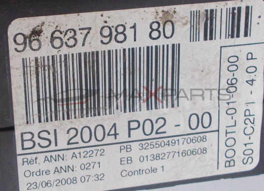 BSI модул за Peugeot 308 CONTROL MODULE 9663798180   BSI 2004 P02-00