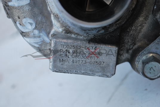 Турбо компресор за PEUGEOT 207 1.6HDI  TD025S2-06T4  P/N 9685293080  S/N 080302617  MHI. 49173-07507