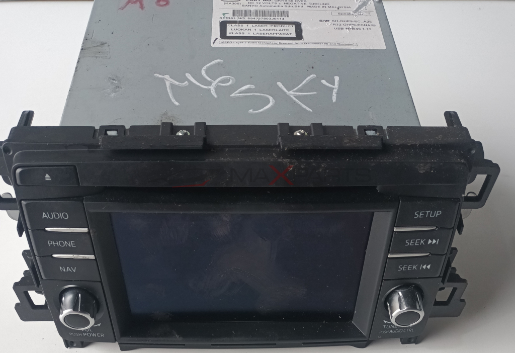 NAVI MAZDA 6 2.2 SKYACTIVE GKK 66 DV6 DC 12 VOLTS . NEGATIVE GROUND SANYO Automedia Sdn.Bhd . MADE IN MALAYSIA  SERIAL NO . 694337803J0114