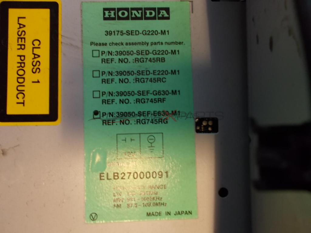 HONDA ACCORD PREMIUM SOUND SYSTEM 6 disc CD Changer  RG745RG