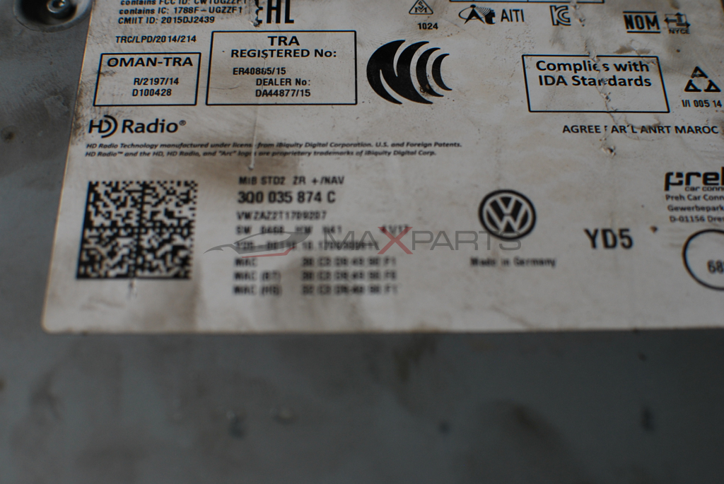 VW Golf 7 PASSAT Facelift Discover Media Mib2 3Q0035874 C DAB
