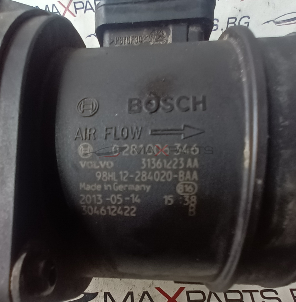 ДЕБИТОМЕР VOLVO XC60 2.4 D 5  BOSCH  AIR FLOW- 0281006 346 VOLVO 31361223 AA 98HL 12-284020 - BAA  Made in Germany  2013-05-14 304612422  816  15:38  MAXPA  BOSCH  AIR FLOW  0281006 346 VOLVO 31361223 AA 98HL 12-284020 - BAA Made in Germany  2013-05-14  3