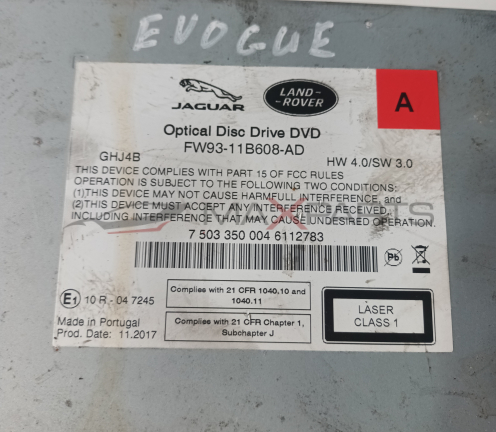 DVD DRIVE EVOQUE GHJ4B  Optical Disc Drive DVD FW93-11B608 - AD