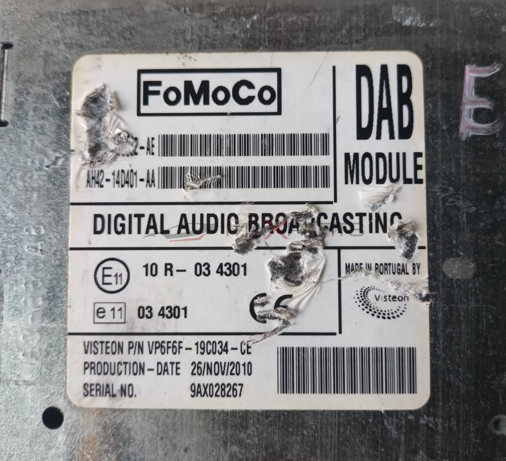 DAB MODULE EVOQUE FoMoCo DAB EVOLUS  AH42-140401 - AA  MODULE  DIGITAL AUDIO BROAR CASTING