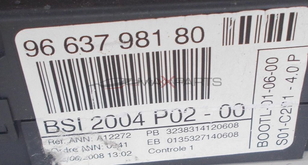 BSI модул за Peugeot 308 CONTROL MODULE 9663798180   BSI 2004 P02-00
