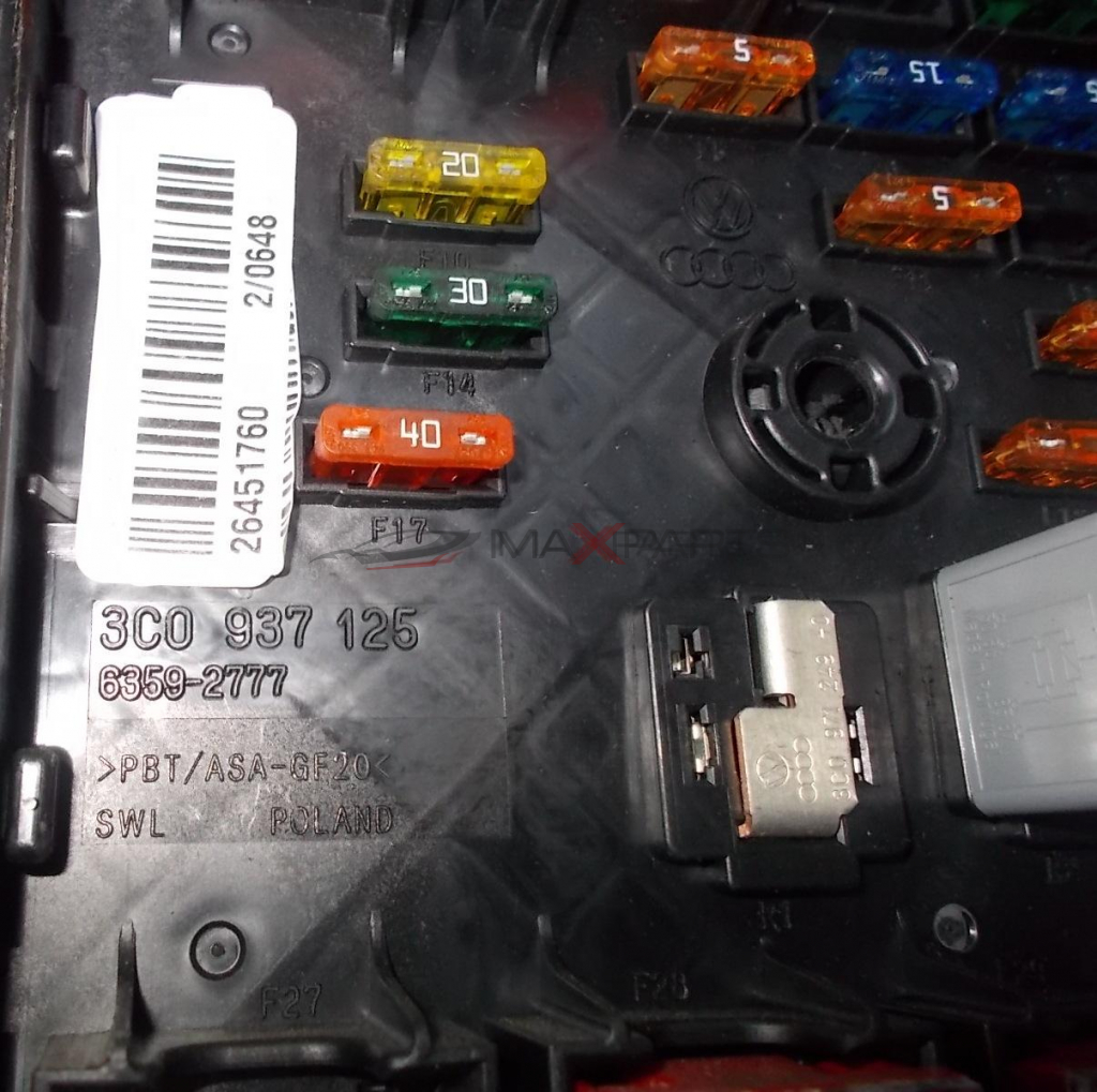 Бушонно табло за VW PASSAT 6 FUSE BOX 3C0937125  3C0 937 125  6359-2777