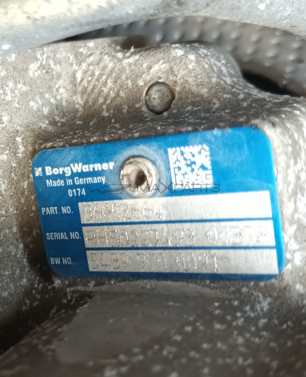 ТУРБО КОМПРЕСОР BITURBO VOLVO XC60 215 P S BorgWarner Made in Germany 0203  PART . NO . 31293086/3607 SIZE SERIAL NO . PH 50227493 323 BW NO . 1000 970.0017