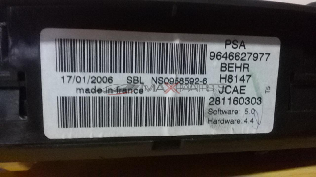 PEUGEOT 307 Heater Climate Controls