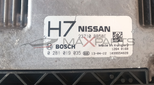 КОМПЮТЪР NISSAN QASHQAI 1.6 DCI 0281 019 035 NISSAN 23710 BB58E  Made in Hungary  1264 0168  0 281 019 035 658 ) 13-04-22 1039S54828
