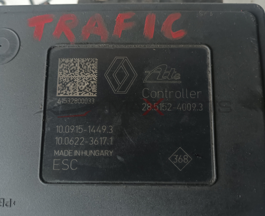 ABS RENAULT TRAFIC TRAFIC  61532800033  10.0915-1449.3 10.0622-3617.1 MADE IN HUNGARY  ESC  Ate Controller 28.5152-4009.3
