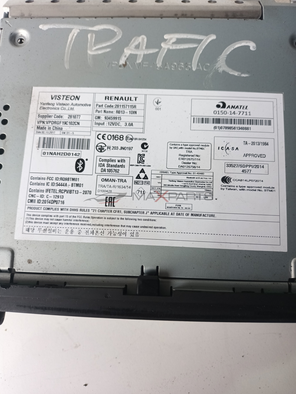 RADIO RENAULT TRAFFIC 2015