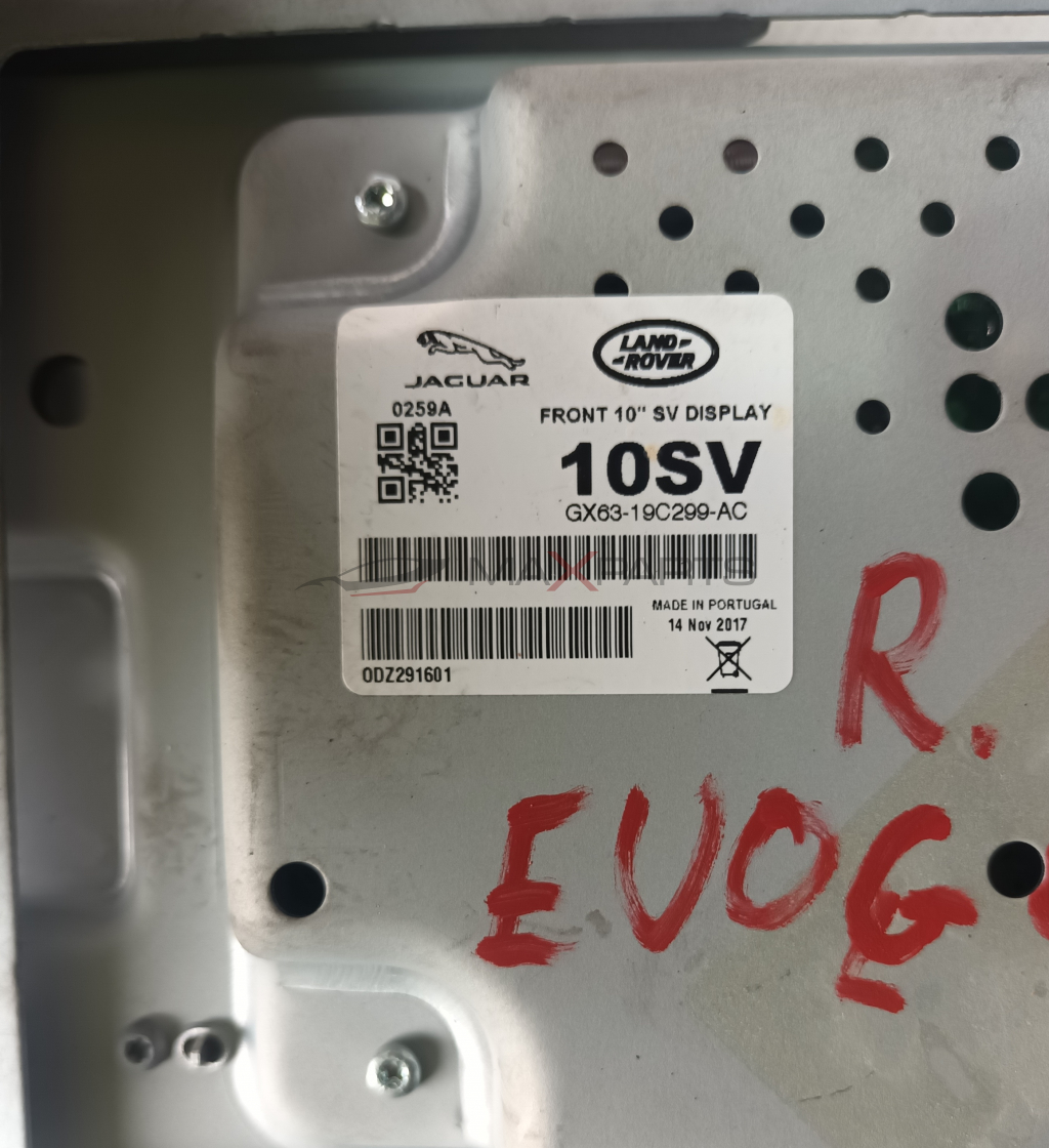 ДИСПЛЕЙ LAND ROVER EVOQUE JAGUAR  0259A  LAND  ROVER  FRONT 10 " SV DISPLAY 10SV GX63-19C299 - AC  ODZ291601  MADE IN PORTUGAL 14 Nov 2017  ☑